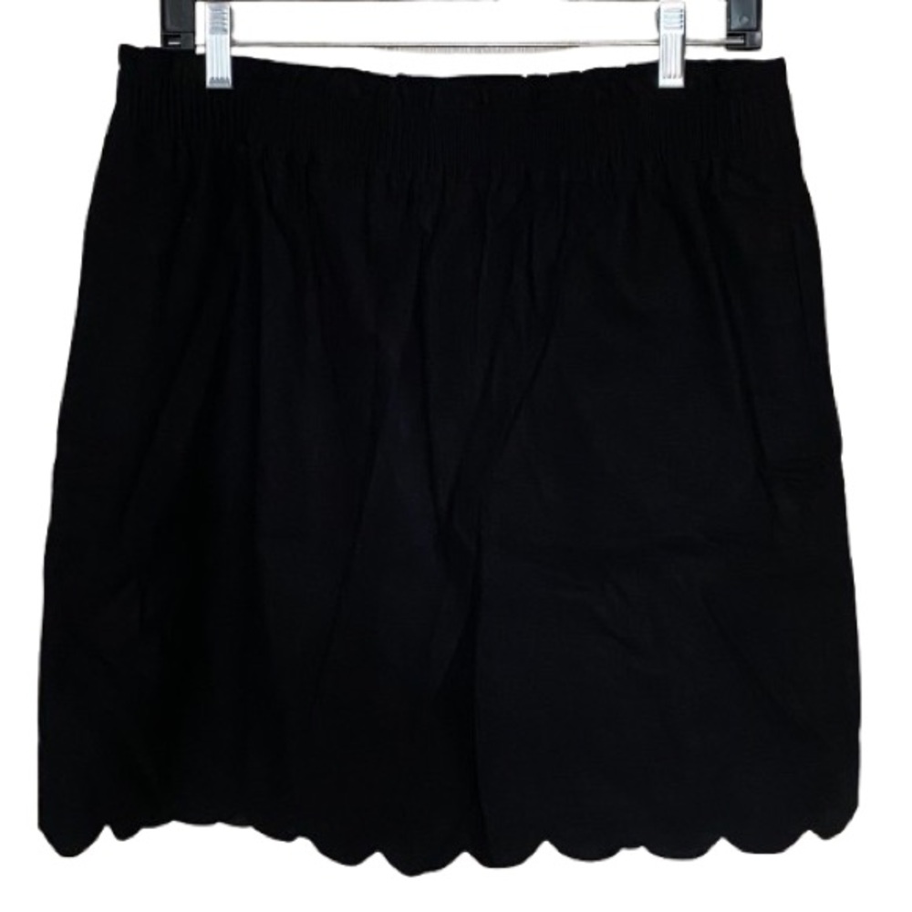 J. Crew Women’s Black Mini Skirt Size 12 Pull-on Scalloped Hem Pockets Feminine